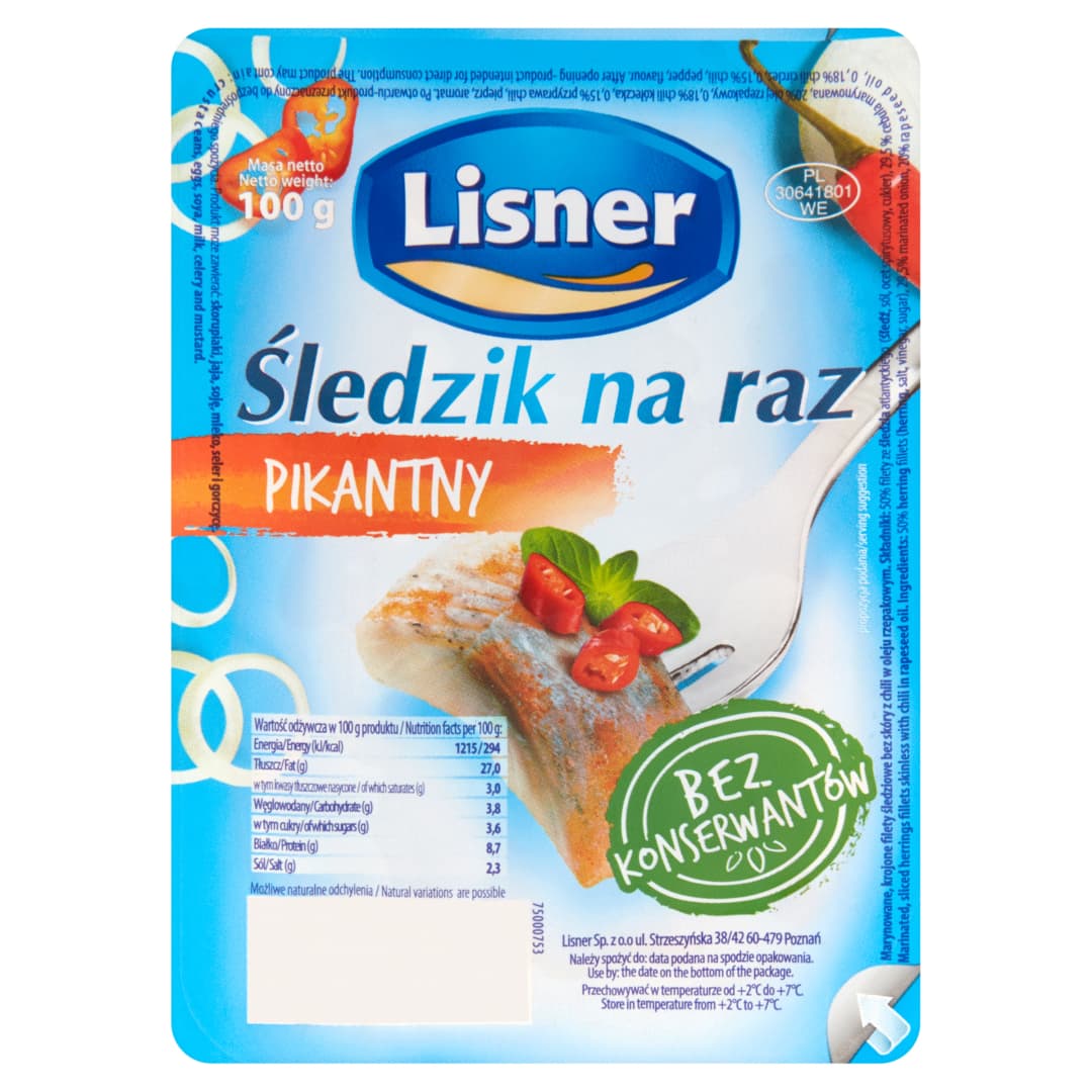 LISNER Śledzik na raz pikantny 100 g