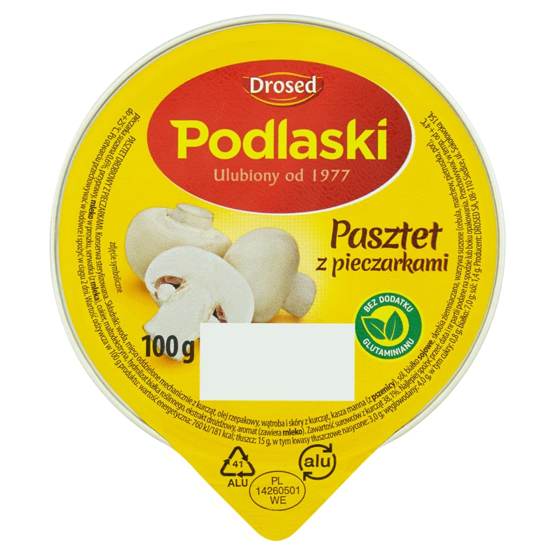 DROSED PODLASKI Pasztet drobiowy z pieczarkami 100 g