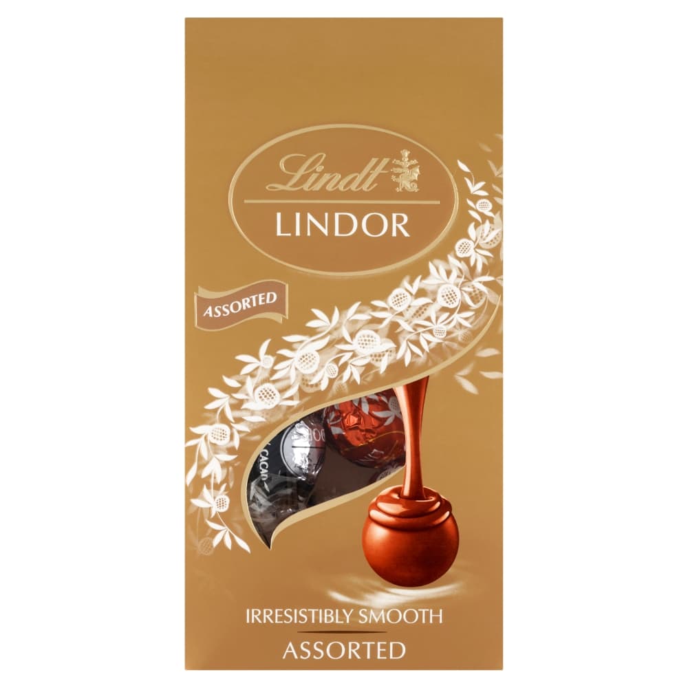 LINDT LINDOR Praliny z czekolady mlecznej białej i gorzkiej 100 g