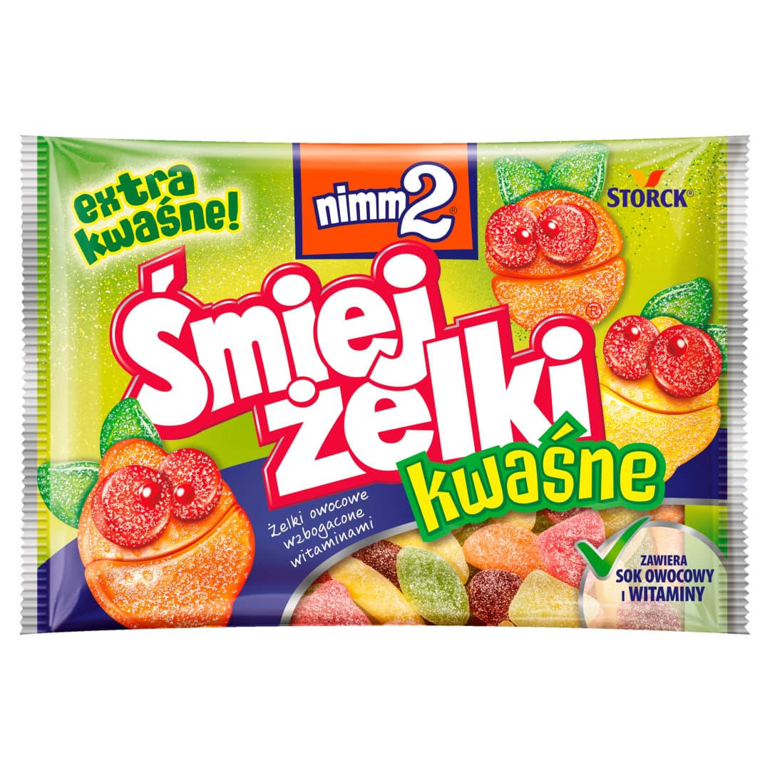 NIMM2 ŚMIEJŻELKI Kwaśne Żelki owocowe wzbogacone witaminami 100 g