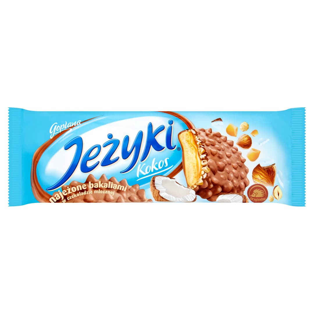 GOPLANA JEŻYKI Herbatniki w czekoladzie mlecznej kokosowe 140 g