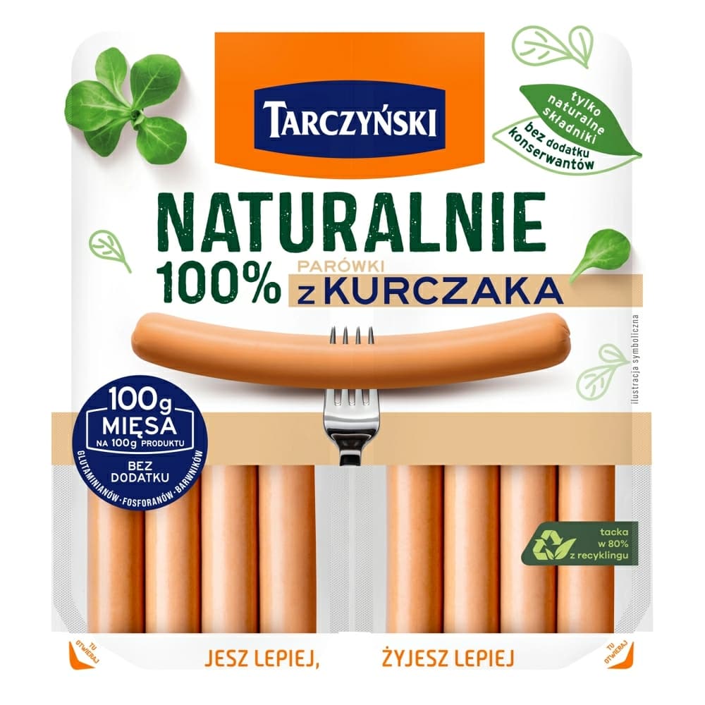 TARCZYŃSKI NATURALNIE Parówki 100 % z kurczaka bezglutenowe 160 g
