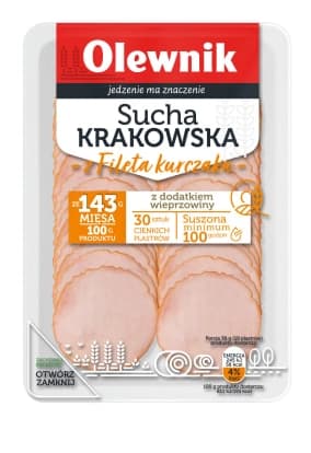 OLEWNIK Kiełbasa krakowska sucha w plastrach 90 g