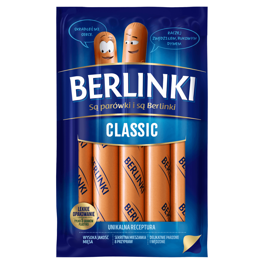 MORLINY BERLINKI Parówki wieprzowe 250 g