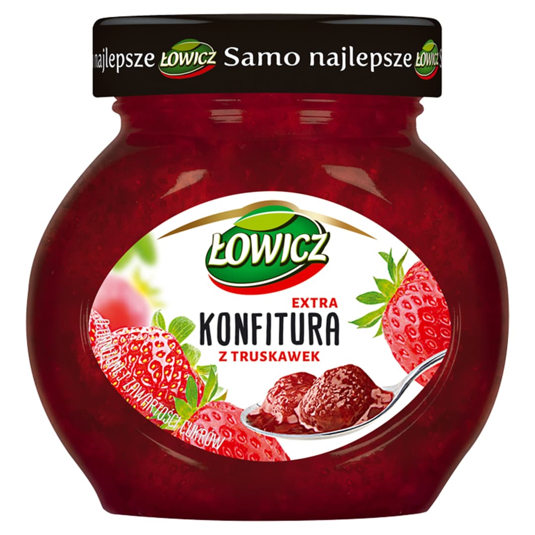 ŁOWICZ Konfitura truskawkowa niskosłodzona 240 g