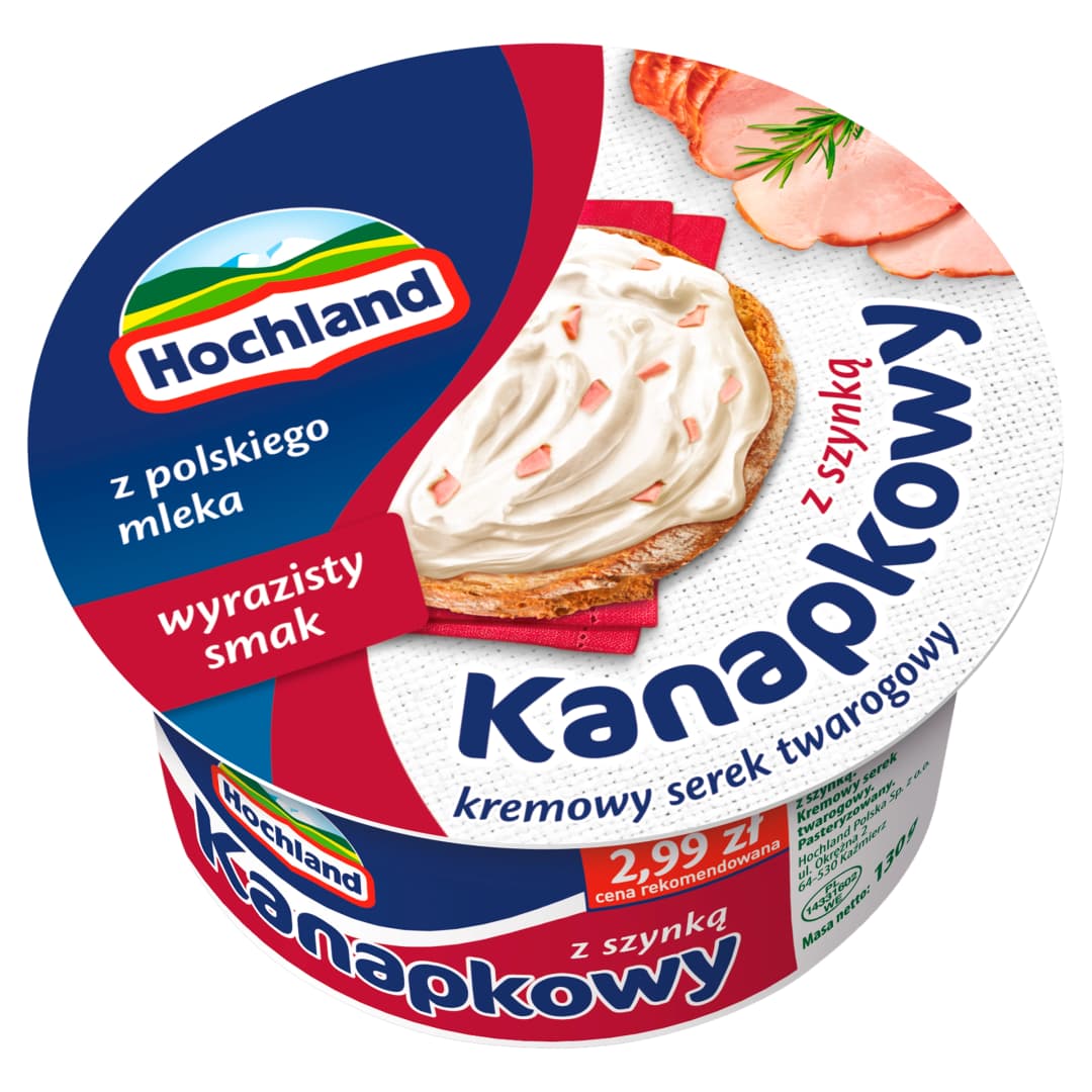HOCHLAND Kanapkowy serek kremowy z szynką 130 g