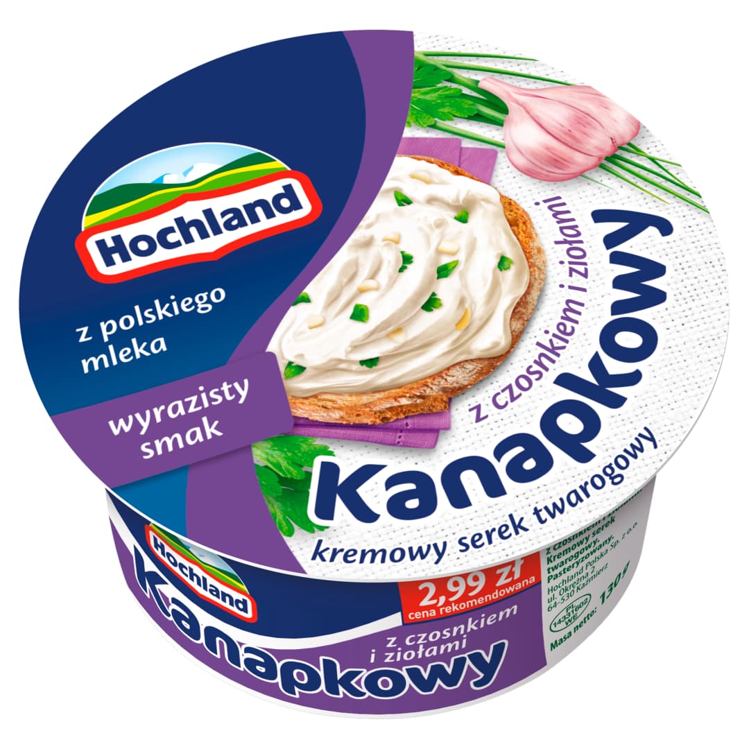 HOCHLAND Serek kanapkowy kremowy z czosnkiem i ziołami 130 g