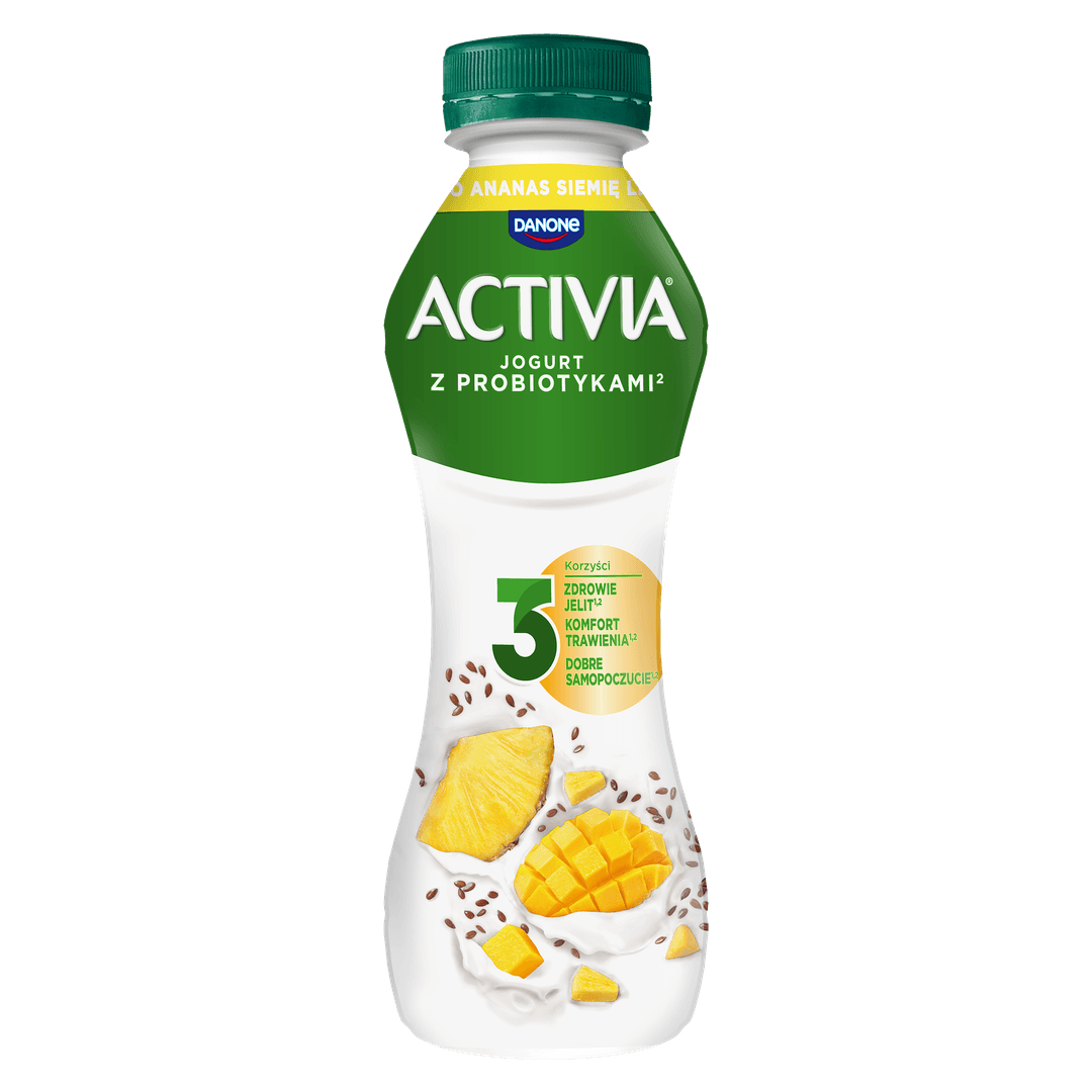 DANONE ACTIVIA Jogurt siemię lniane mango ananas 280 g