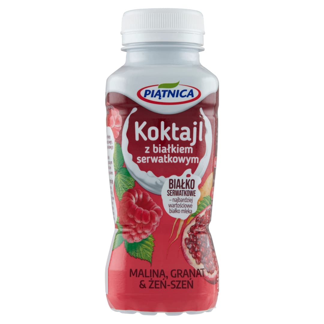 PIĄTNICA Koktajl z białkiem serwatkowym- malina, granat, żeń-szeń 250 ml