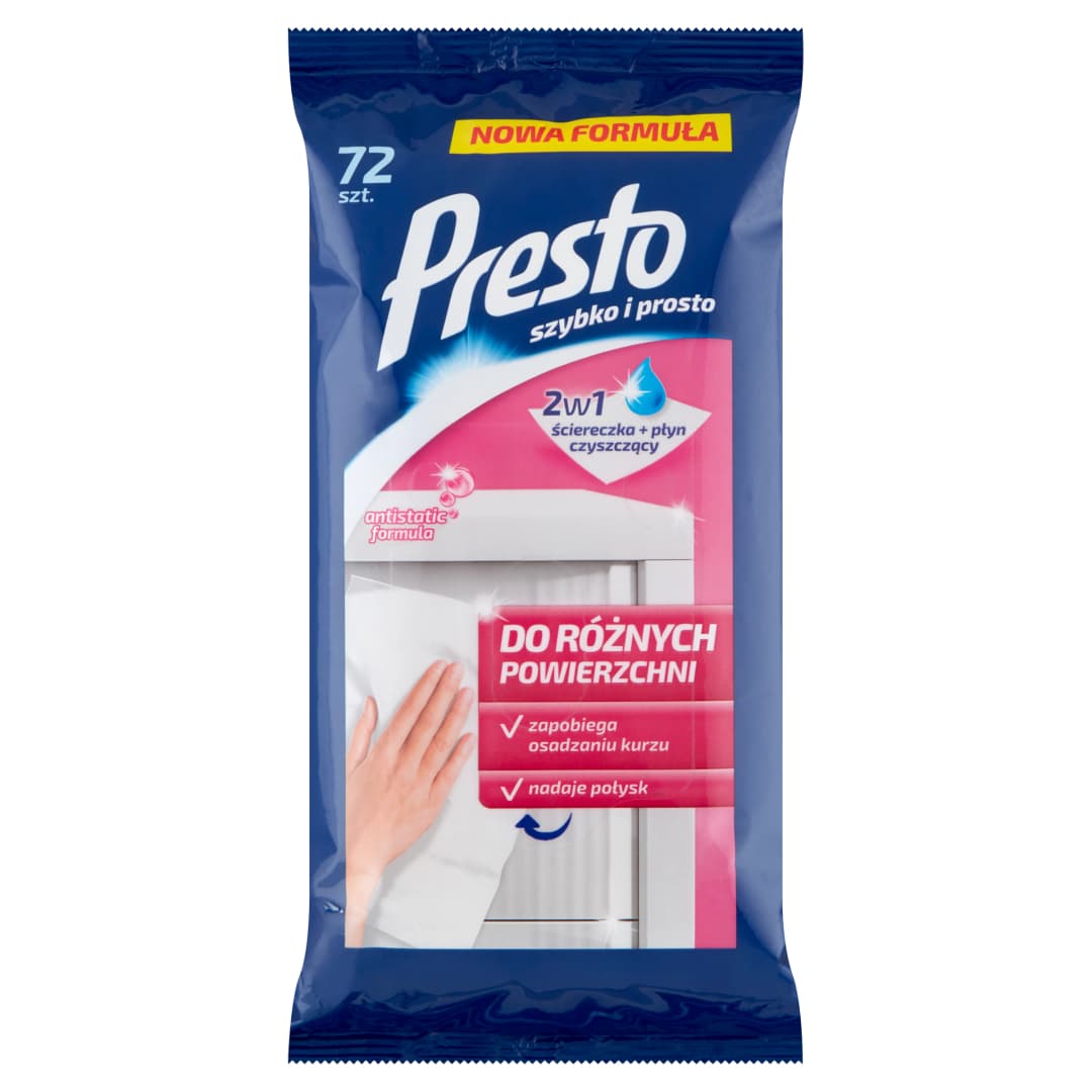 PRESTO Ściereczki nasączone do różnych powierzchni 72 szt.