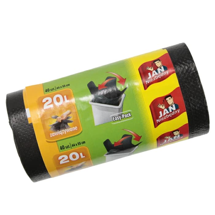 JAN NIEZBĘDNY Worki Easy Pack 20 l czarne 40 szt.