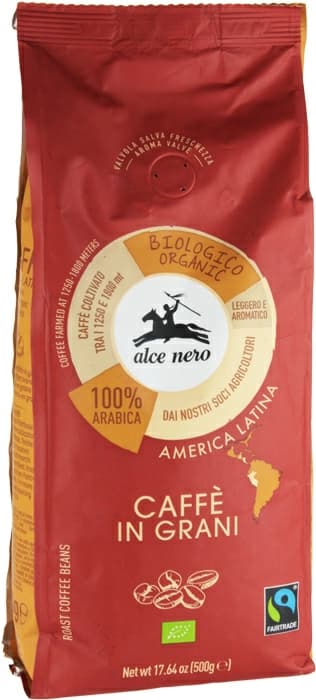ALCE NERO Kawa palona ziarnista Arabica 100% BIO 500 g