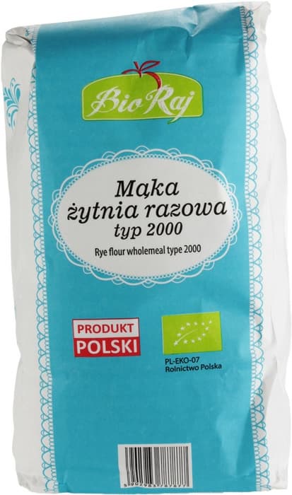 BIO RAJ Mąka żytnia razowa typ 2000 BIO 1000 g