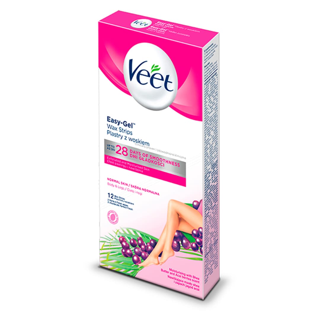 VEET Plastry z woskiem skóra normalna Easy-Gel 12 szt.