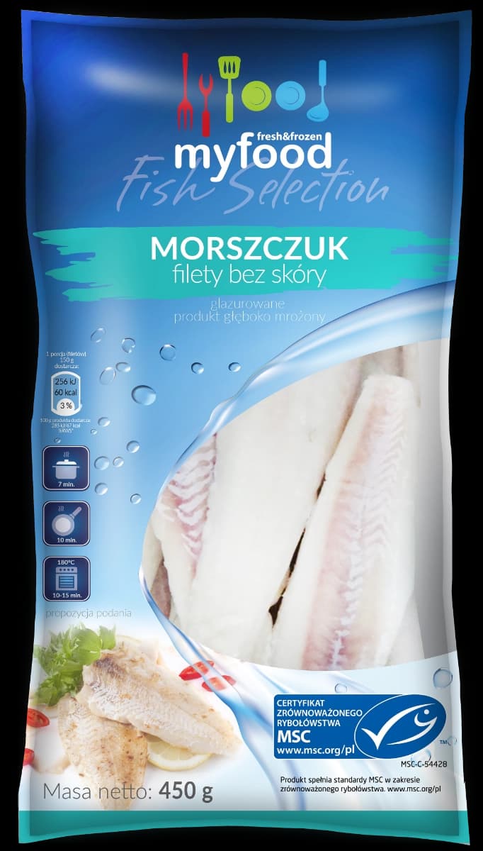 MYFOOD Morszczuk filety bez skóry mrożony 450 g