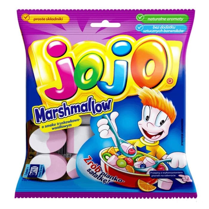 JOJO MARSHMALLOW Pianki o smaku truskawkowo-waniliowym 86 g
