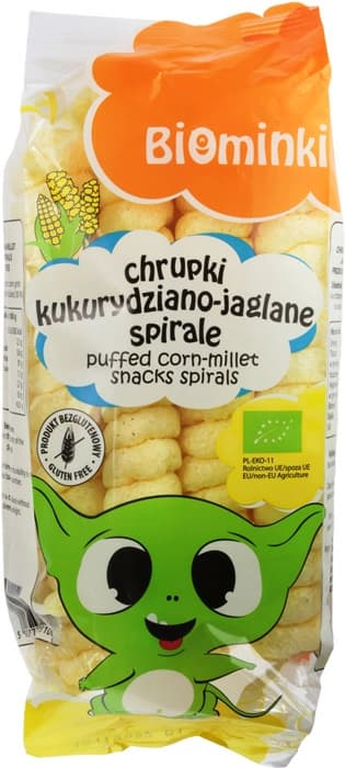 BIOMINKI Chrupki kukurydziano-jaglane spirale bezglutenowe BIO 60 g