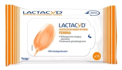 LACTACYD FEMINA Chusteczki do higieny intymnej 15 szt.