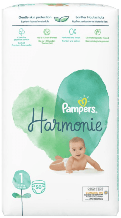 PAMPERS HARMONIE Pieluszki rozmiar 1, 2-5 kg 50 szt.