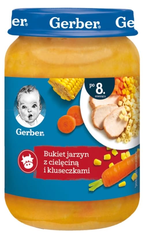 GERBER Bukiet jarzyn z cielęciną i kluseczkami dla niemowląt po 8. miesiącu 190 g
