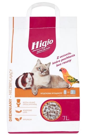 HIGIO Żwirek dla kota drewniany niezbrylający 7000 ml