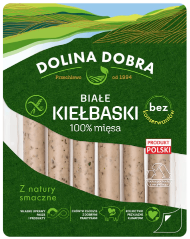 DOLINA DOBRA Kiełbaski białe 100% mięsa bez konserwantów 250 g