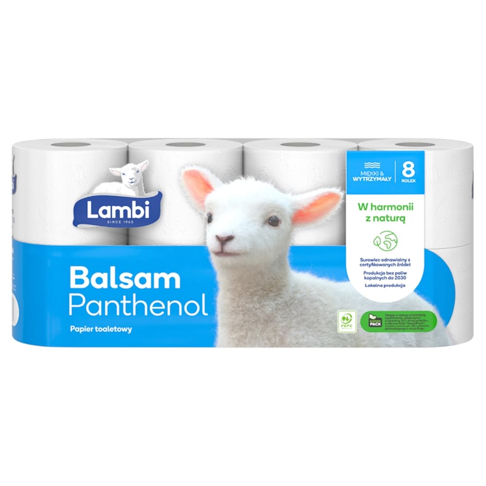 LAMBI Papier toaletowy Balsam Panthenol 8 rolek