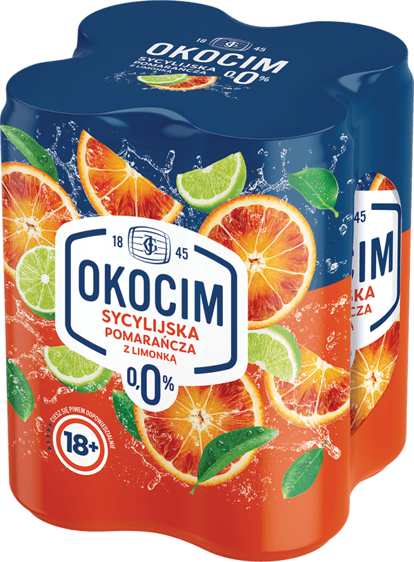 OKOCIM Piwo Sycylijska pomarańcza z limonką bezalkoholowe 4x500 ml 2000 ml