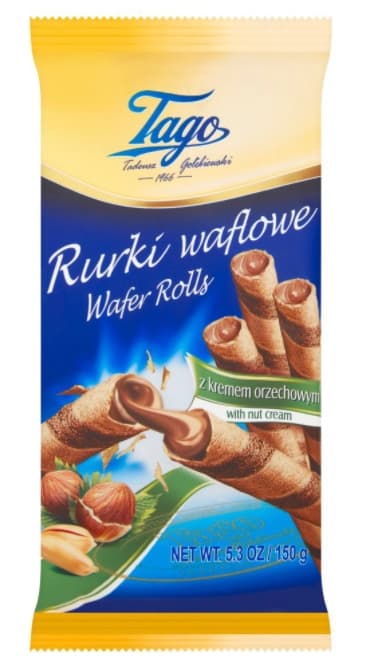 TAGO Rurki waflowe z kremem orzechowym 150 g