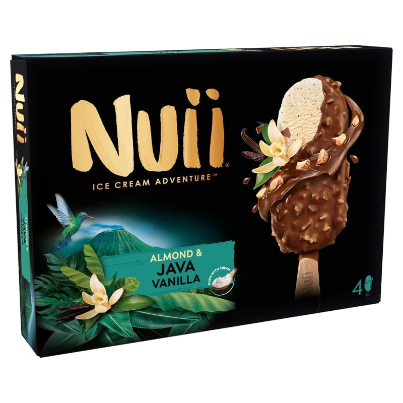 NUII Lody waniliowe z kawałkami prażonych migdałów 4 szt. 360 ml