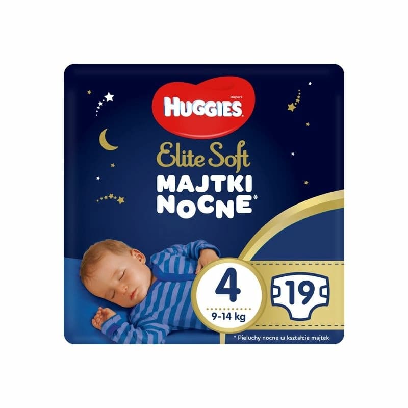 HUGGIES ELITE SOFT Pieluchomajtki nocne rozmiar 4, 9-14 kg 19 szt.