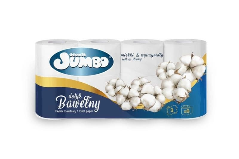 SŁONIK JUMBO Papier toaletowy bawełna 8 rolek
