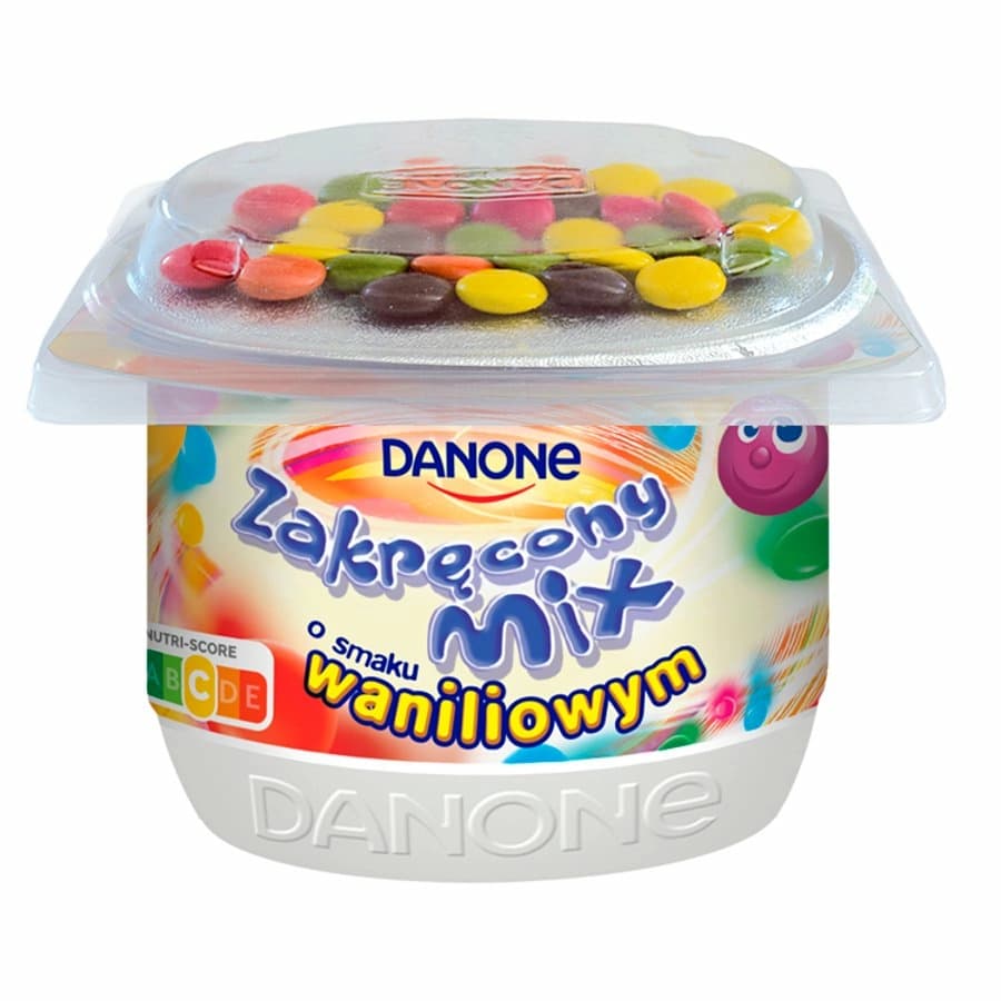 DANONE Zakręcony Mix jogurt o smaku waniliowym z drażami 125 g