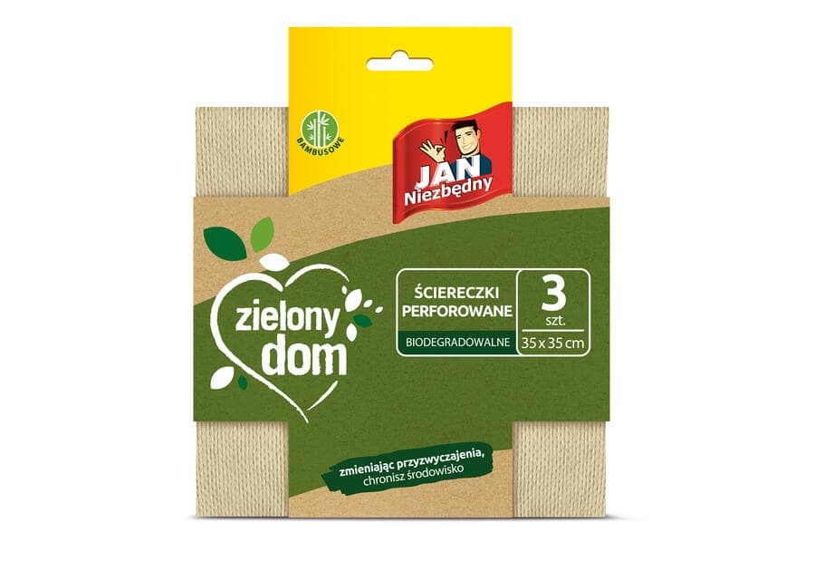 JAN NIEZBĘDNY Ściereczki perforowane biodegradowalnE Zielony Dom 3 szt.