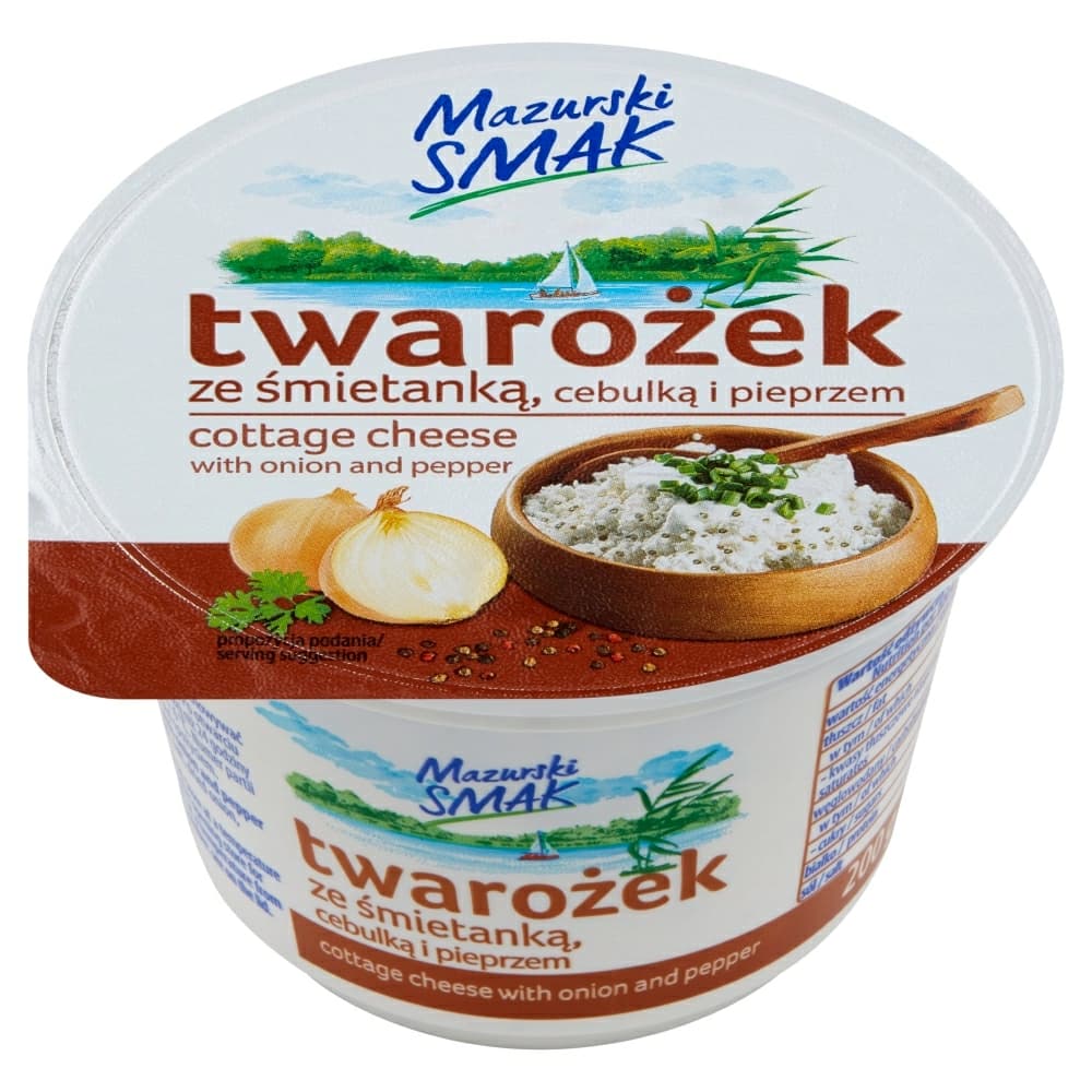 MLEKPOL MAZURSKI SMAK Twarożek ze śmietanką cebulką i pieprzem 200 g