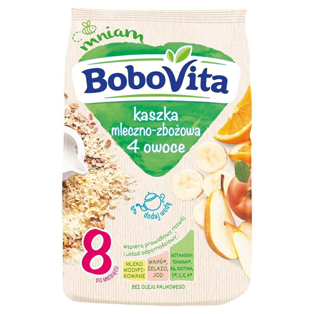 BOBOVITA Kaszka mleczno-zbożowa 4 owoce po 8 miesiącu 230 g