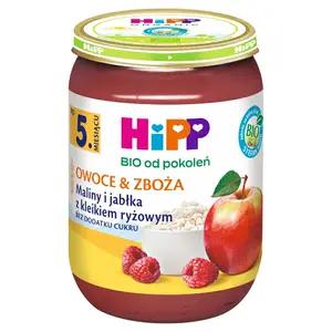 HIPP BIO Owoce & Zboża Maliny i jabłka z kleikiem ryżowym po 5. miesiącu BIO