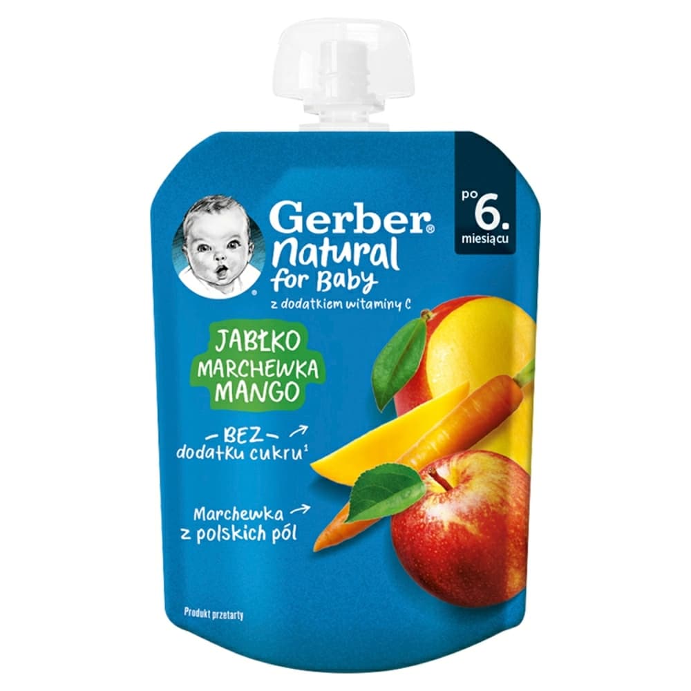 GERBER Deser w tubce jabłko marchewka mango po 6. miesiącu 80 g