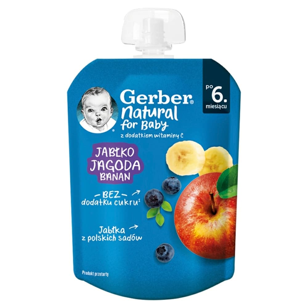 GERBER Deser w tubce jabłko jagoda banan po 6. miesiącu 80 g