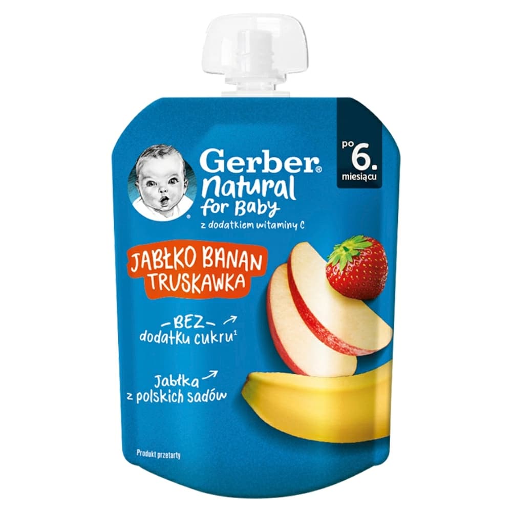 GERBER Deser w tubce jabłko banan truskawka po 6. miesiącu 80 g