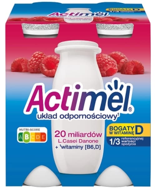 DANONE ACTIMEL Napój mleczny malinowy 4x100g 400 g