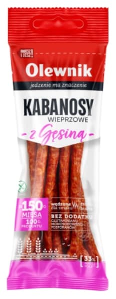 OLEWNIK Kabanosy wieprzowe z gęsiną bezglutenowe 105 g