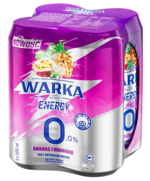 WARKA Piwo Energy bezalkoholowe ananas i marakuja bezalkoholowe 4x500ml 2000 ml