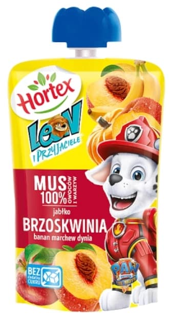 HORTEX LEON I PRZYJACIELE Mus owocowo-warzywny jabłko brzoskwinia banan marchew dynia 100 g