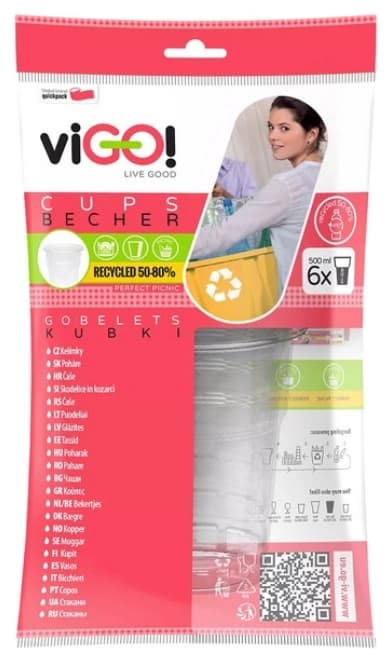 VIGO! Kubki Plastikowe 500ml 6 szt