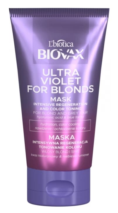 BIOVAX Intensywnie regenerująca maseczka tonująca do włosów blond i siwych Ultra Violet 150 ml