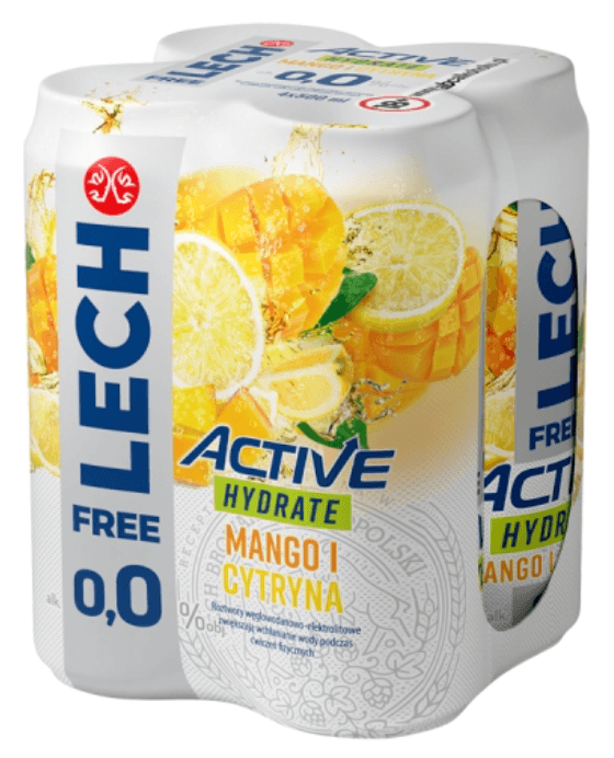 LECH FREE Piwo Active Hydrate mango i cytryna bezalkoholowe 4x500ml