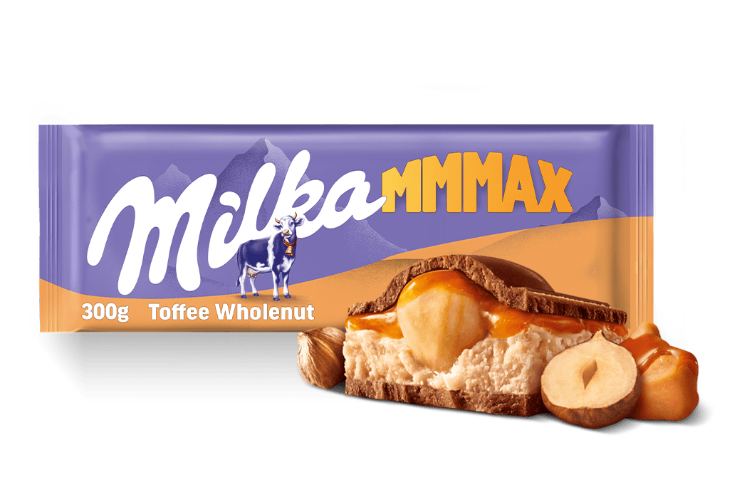 MILKA MMMAX Czekolada mleczna toffee z orzechami laskowymi 300 g