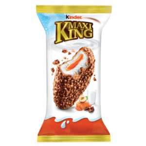 KINDER MAXI KING Wafel z mlecznym i karmelowym nadzieniem pokryty czekoladą i orzechami