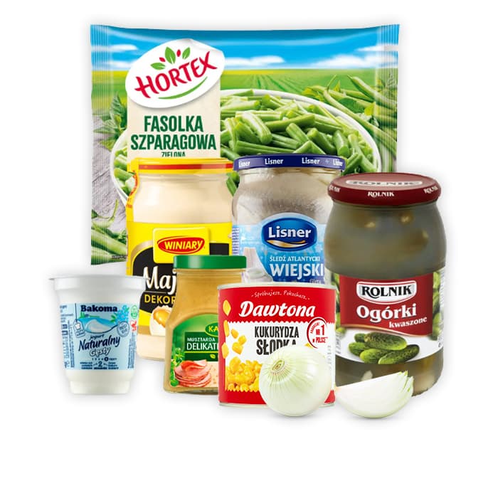 Sałatka śledziowa z kukurydzą i fasolką szparagową